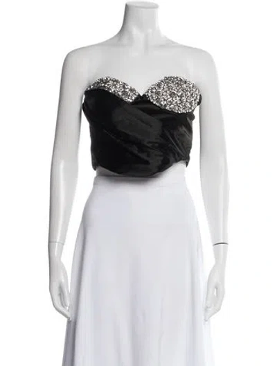 Pre-owned Area Strapless Crop Top In White