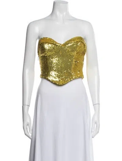 Pre-owned Area Strapless Crop Top In Yellow