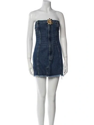 Pre-owned Area Strapless Mini Dress In Blue