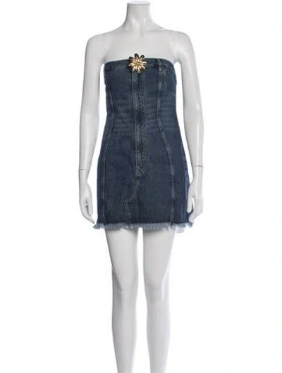 Pre-owned Area Strapless Mini Dress In Blue