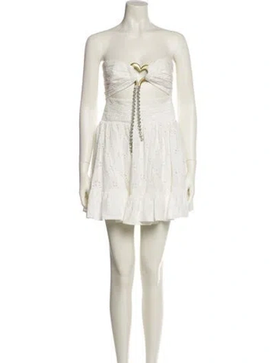 Pre-owned Area Strapless Mini Dress In Neutral