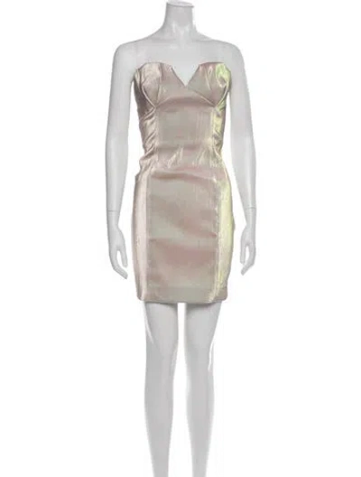 Pre-owned Area Strapless Mini Dress In Neutral