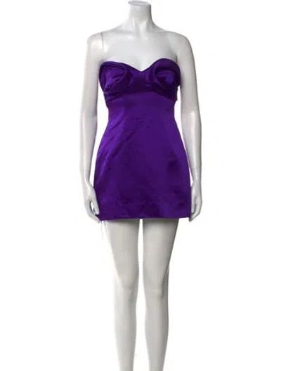 Pre-owned Area Strapless Mini Dress In Purple