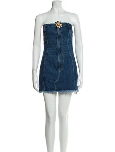 Pre-owned Area Strapless Mini Dress W/ Tags In Blue