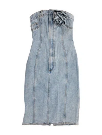 Pre-owned Area Strapless Mini Dress W/ Tags In Blue