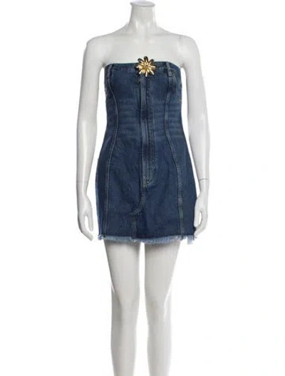 Pre-owned Area Strapless Mini Dress W/ Tags In Blue