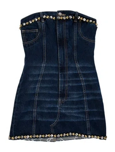 Pre-owned Area Strapless Mini Dress W/ Tags In Blue