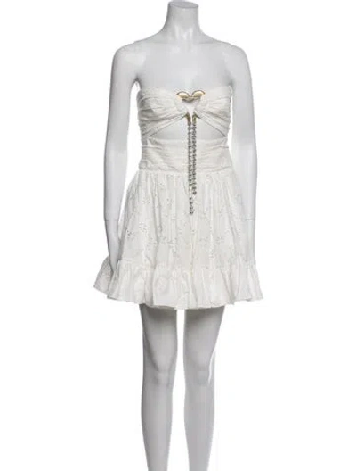 Pre-owned Area Strapless Mini Dress In White