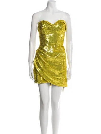 Pre-owned Area Strapless Mini Dress In Yellow