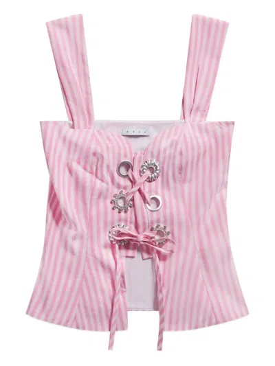 Area Striped Corset Top In Pink