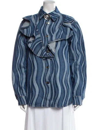 Pre-owned Area Striped Jacket W/ Tags In Blue