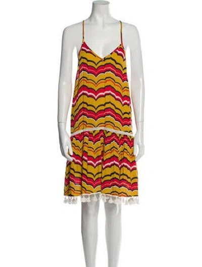 Pre-owned Area Striped Knee-length Dress In Yellow