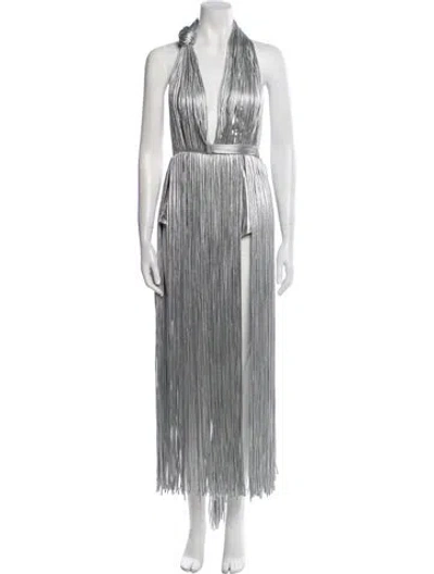 Pre-owned Area Striped Long Dress W/ Tags In Gray