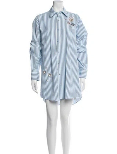 Pre-owned Area Striped Mini Dress In Blue