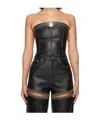 Area Studded Leather Strapless Top In Black