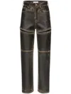 Area Studded Leather Slit Jeans In Black