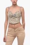 Area Studded Strap Heart Corset Top With Crystals In Brown