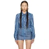 Area Cropped Printed Denim Jacket In Blue