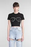 Area Bustier-style Crystal-embellished T-shirt In Black