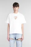 Area White Crystal Heart Cutout Relaxed T-shirt In White