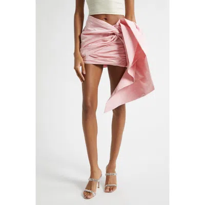 Area Taffeta Knot Miniskirt In Pink