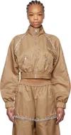 Area Logo Crystal-embellished Track Jacket In Camel