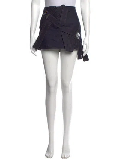 Pre-owned Area Tassel Accents Mini Skirt In Blue