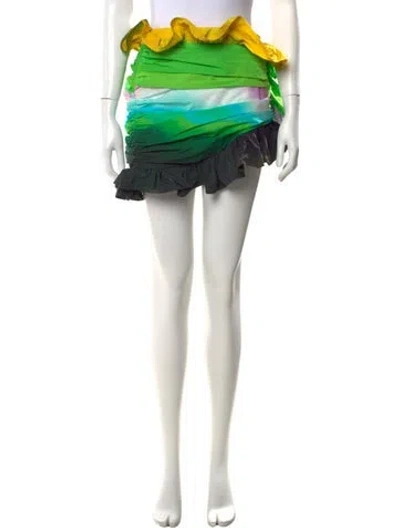 Pre-owned Area Tie-dye Print Mini Skirt In Green