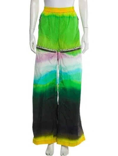 Pre-owned Area Tie-dye Print Wide Leg Pants In Green