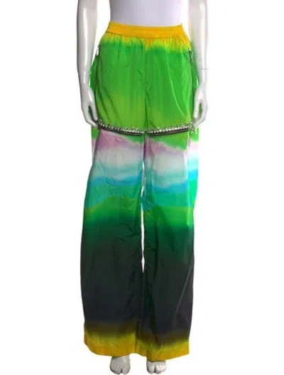 Pre-owned Area Tie-dye Print Wide Leg Pants In Green