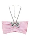 Area Crystal Butterfly Knit Bandeau Tops Pink