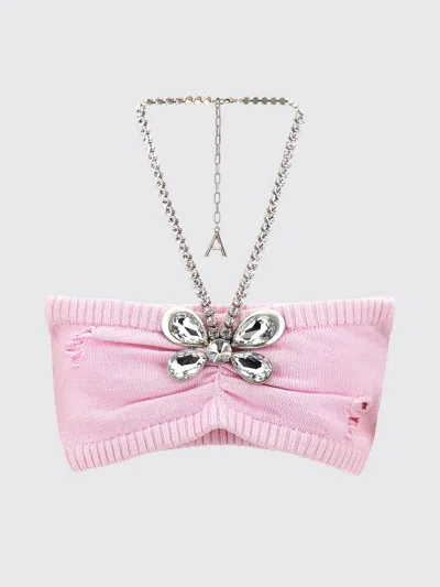 Area Crystal Butterfly Knit Bandeau Top In Multi