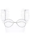 Area Cotton Bustier Top With Crystals In White