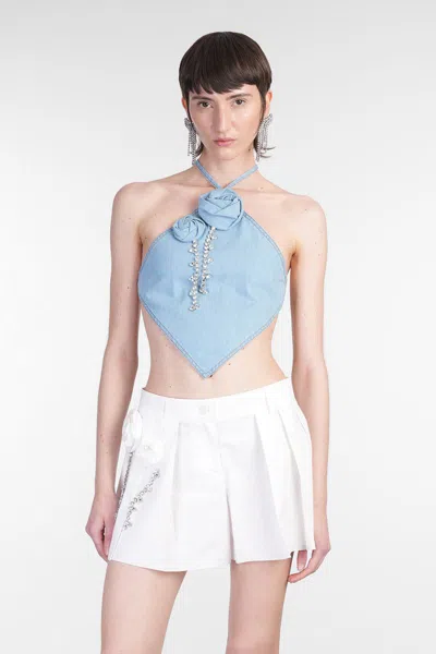 Area Topwear In Blue Cotton In Super Light Blue