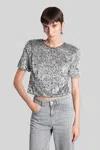 Area Sequined Short-sleeved T-shirt In Silver