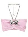 Area Crystal Butterfly Knit Bandeau Tops Pink In Pink
