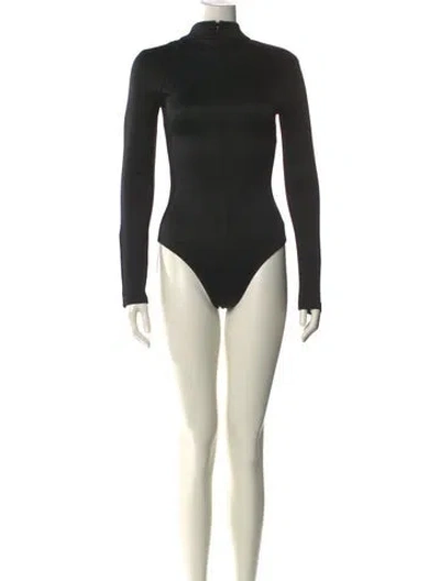 Pre-owned Area Turtleneck Long Sleeve Bodysuit In Black