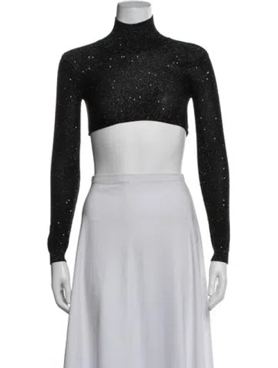 Pre-owned Area Turtleneck Long Sleeve Crop Top In White