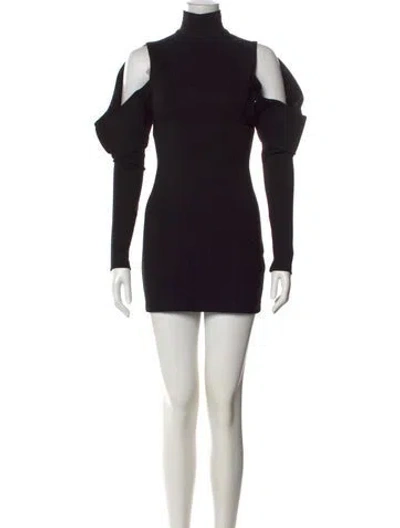 Pre-owned Area Turtleneck Mini Dress In Black