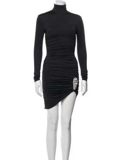 Pre-owned Area Turtleneck Mini Dress In Blue