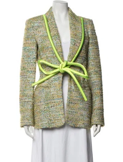 Pre-owned Area Tweed Pattern Blazer In Yellow