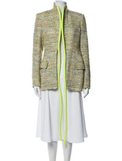 Pre-owned Area Tweed Pattern Jacket In Green