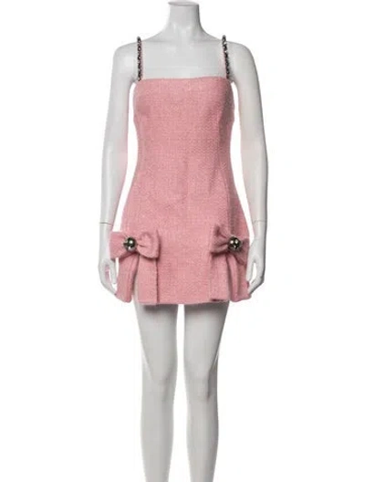 Pre-owned Area Tweed Pattern Mini Dress In Pink