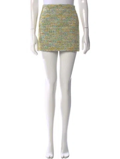 Pre-owned Area Tweed Pattern Mini Skirt In Yellow