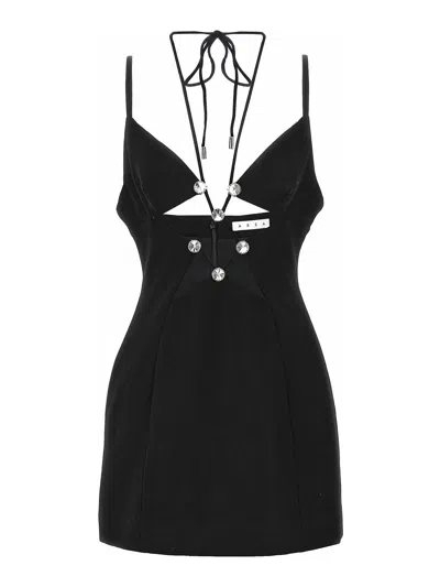 Area Crystal Star Mini Dress In Black