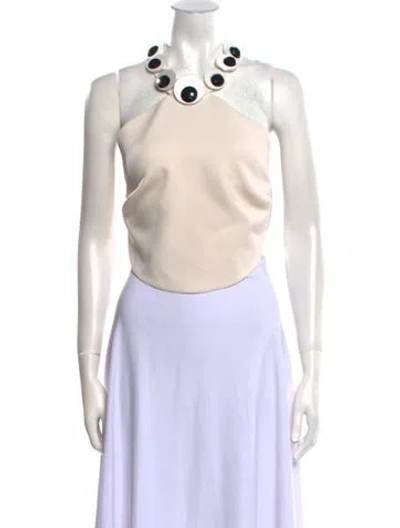 Pre-owned Area Virgin Wool Crew Neck Crop Top In Neutral