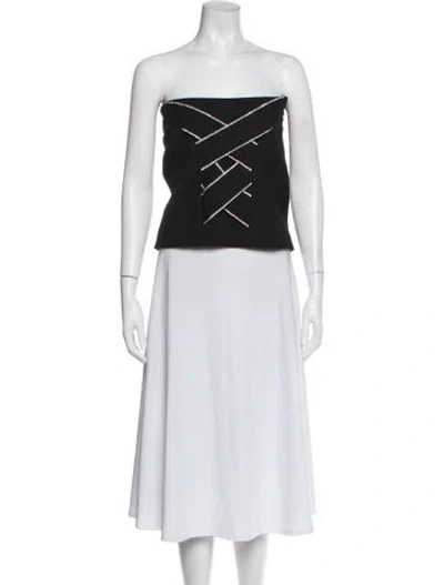 Pre-owned Area Virgin Wool Graphic Print Top In White