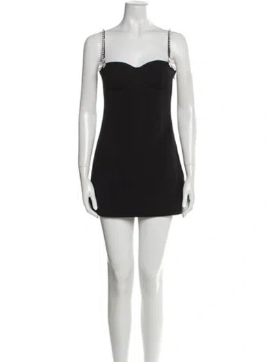 Pre-owned Area Virgin Wool Mini Dress In Black
