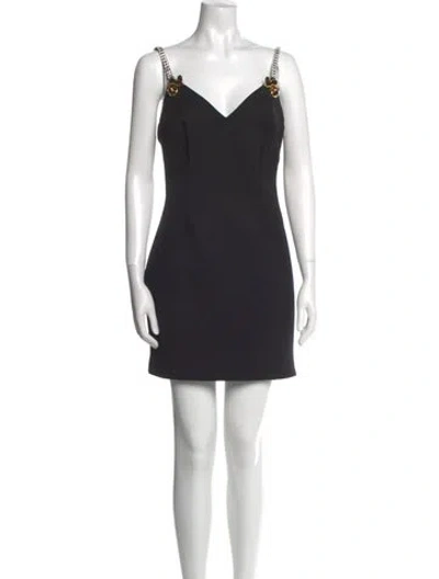 Pre-owned Area Virgin Wool Mini Dress In Black