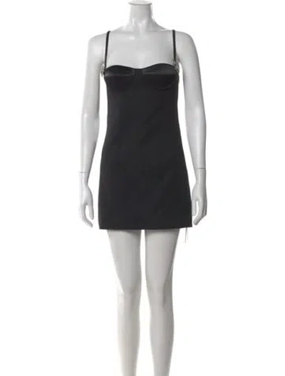 Pre-owned Area Virgin Wool Mini Dress In Black